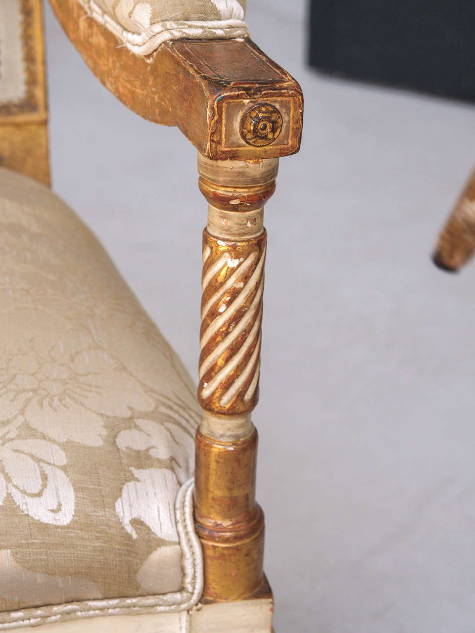 Italian Louis XVI Style Painted and Parcel-Gilt Armchairs 1