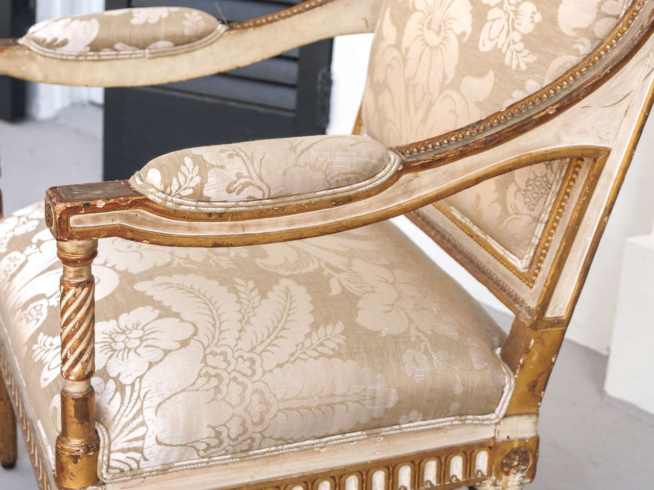 Italian Louis XVI Style Painted and Parcel-Gilt Armchairs 4
