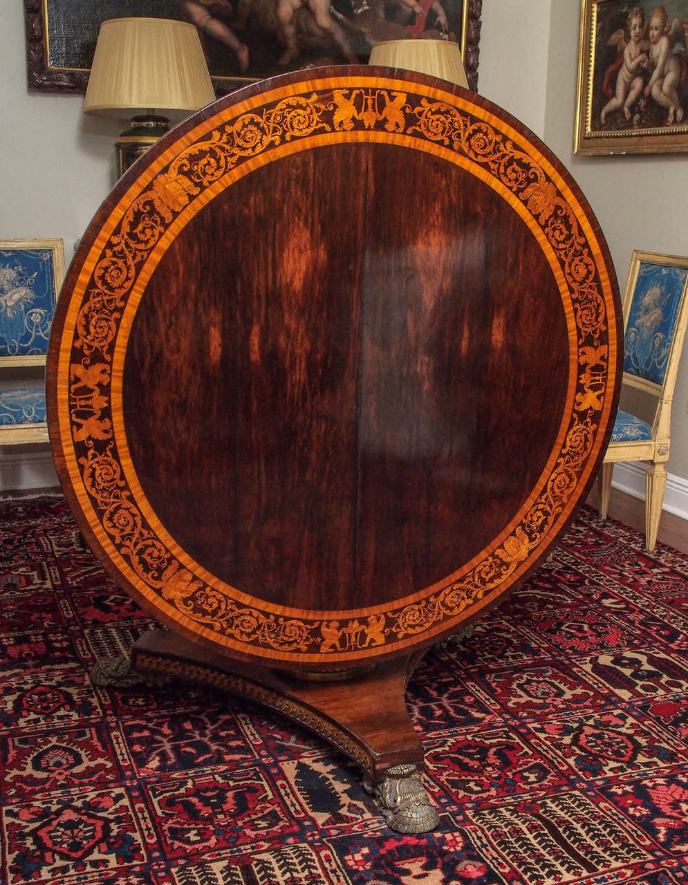 English Regency Marquetry Inlaid and Bronze Mounted Supper Table 5