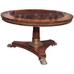 English Regency Marquetry Inlaid and Bronze Mounted Supper Table