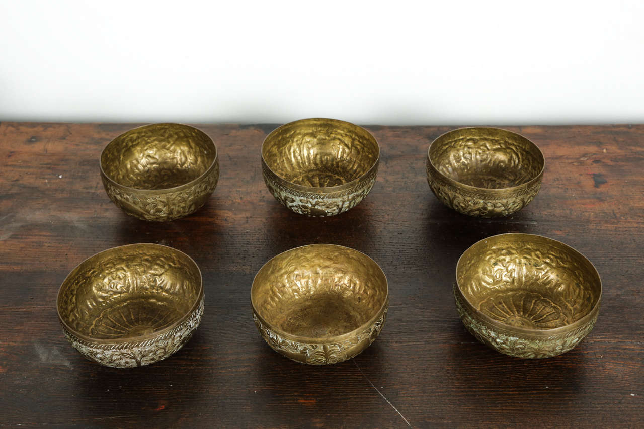 20th Century Set of Six Brass Bowl