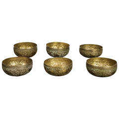 Set of Six Brass Bowl