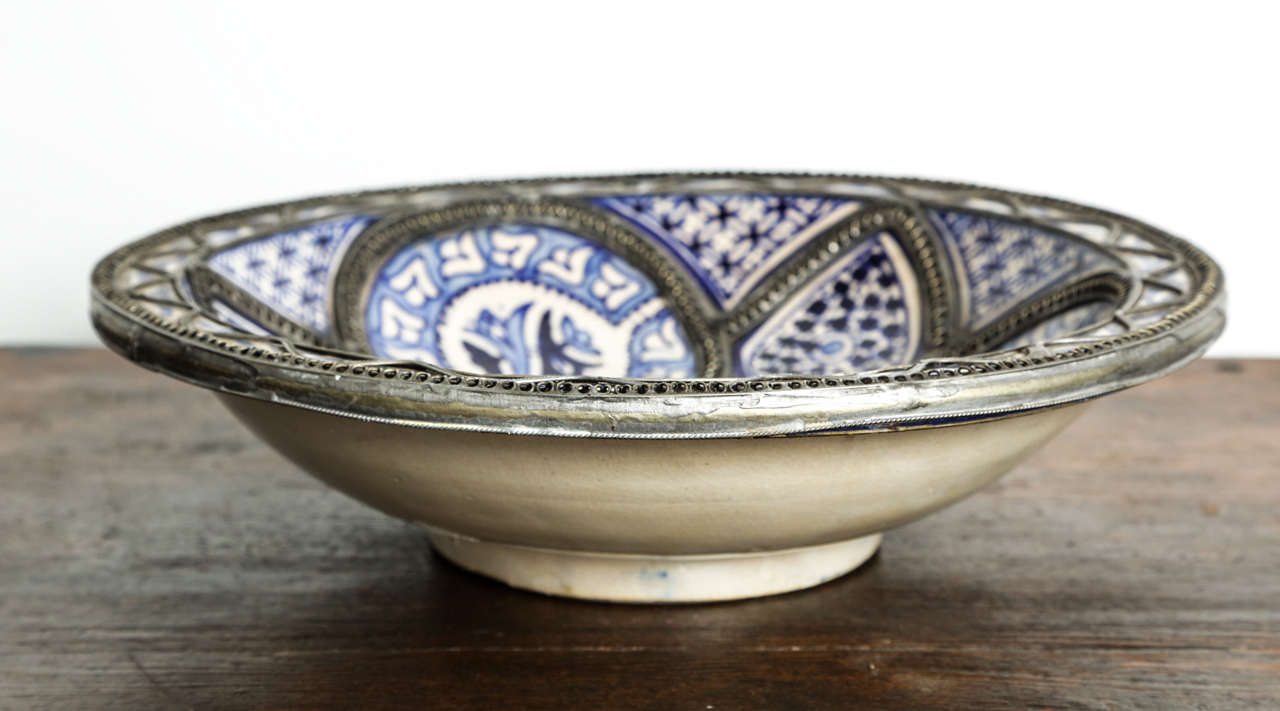 Moorish Pair of Large Moroccan Ceramic Plates for Fez