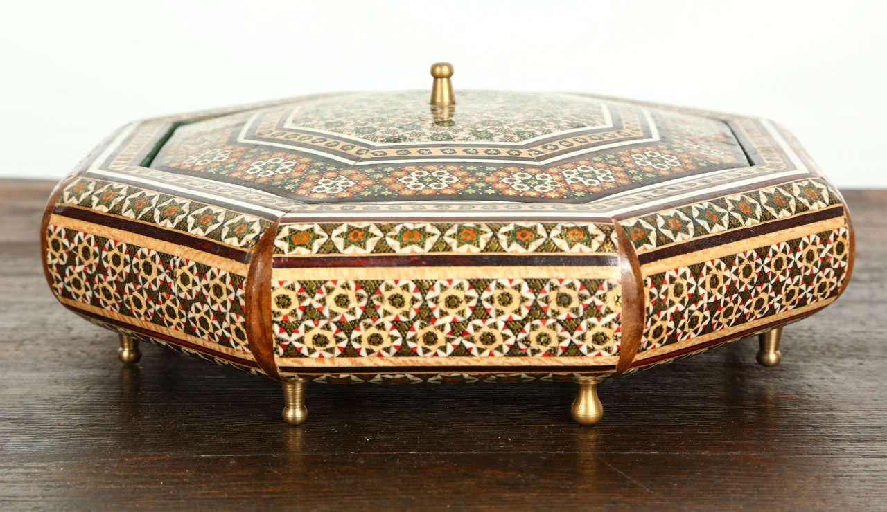 Anglo-Indian Octagonal Mosaic Inlaid Box In Excellent Condition In North Hollywood, CA