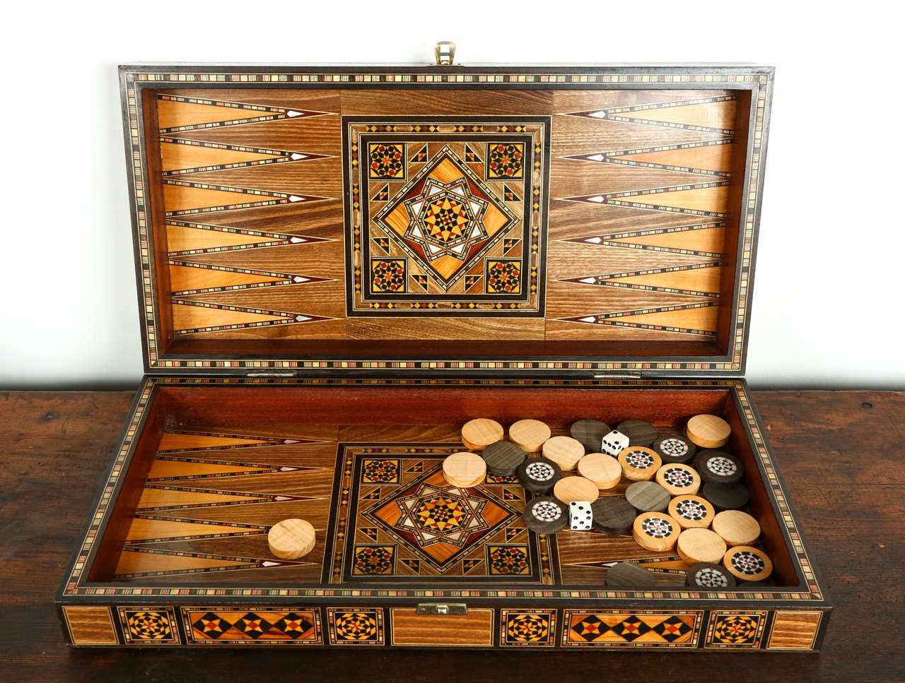 Syrian Inlaid Mosaic Backgammon Game In Excellent Condition In North Hollywood, CA