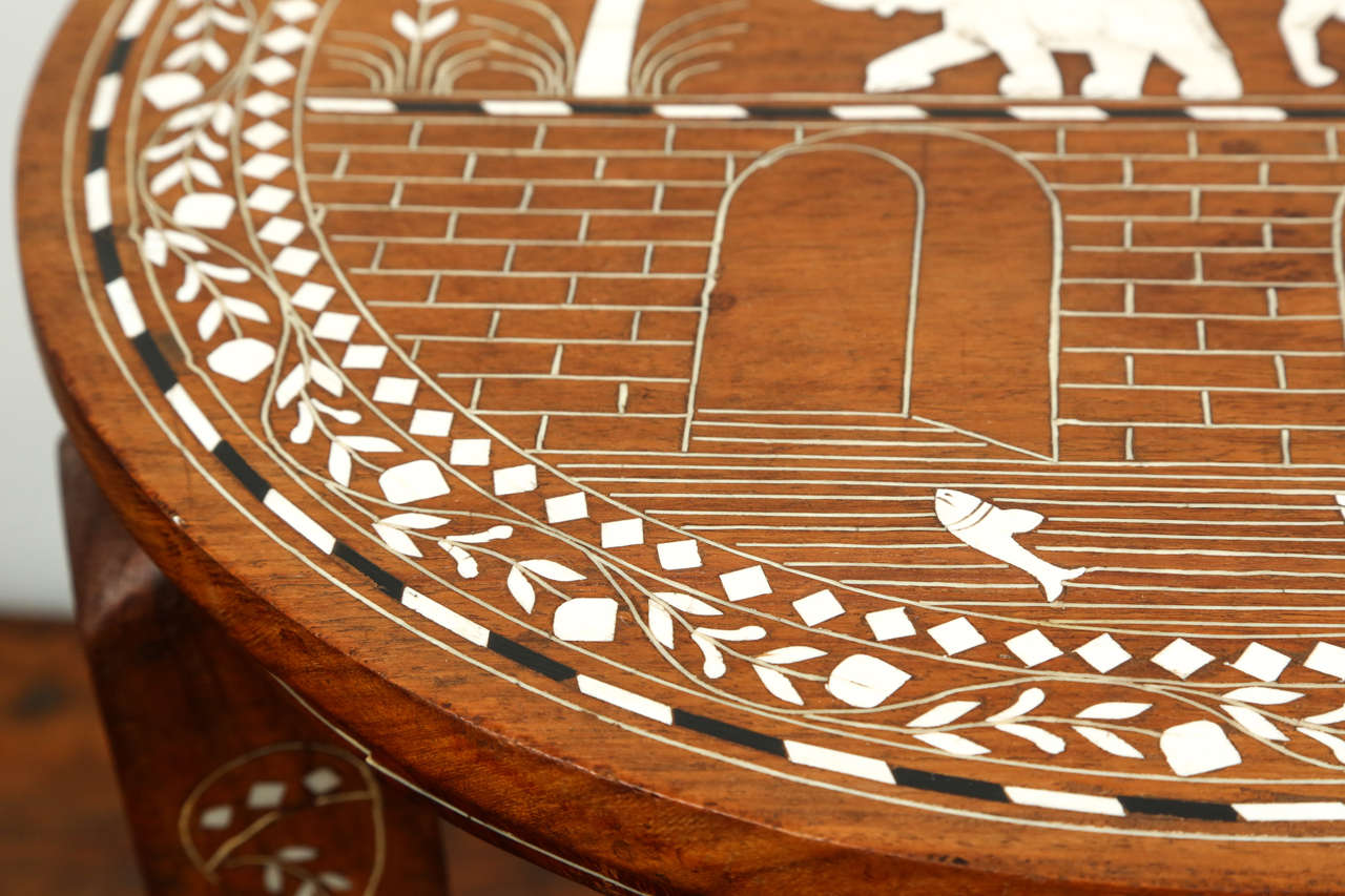 20th Century Anglo Indian Side Table Inlaid with Mother-of-Pearl