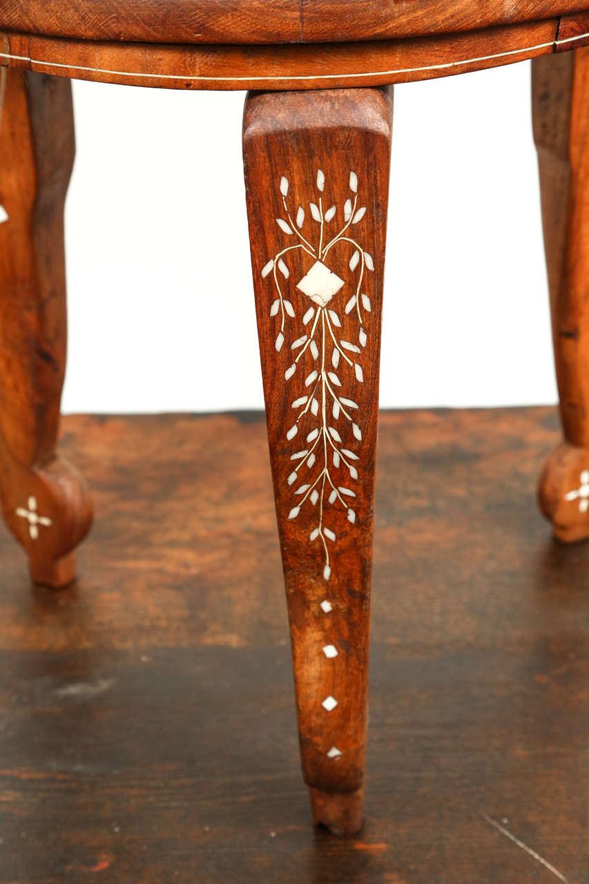 Wood Anglo Indian Side Table Inlaid with Mother-of-Pearl