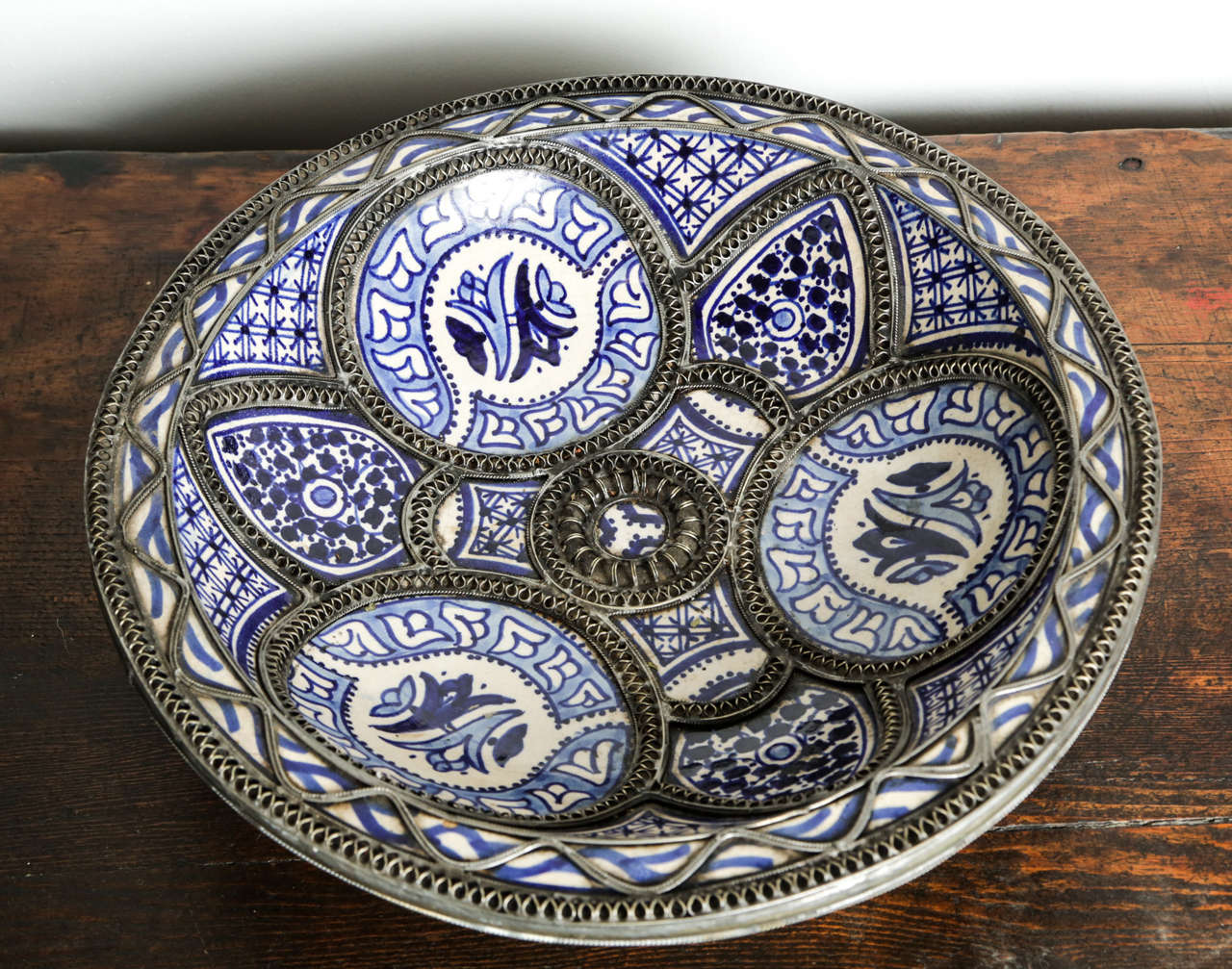 Pair of Large Moroccan Ceramic Plates for Fez at 1stdibs
