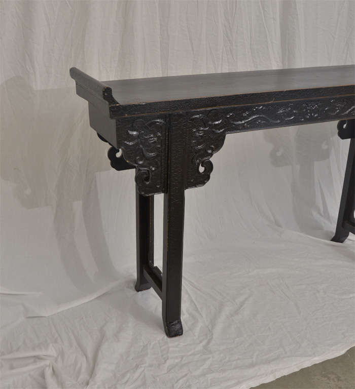 19th Century Late 19thC. Q'ing Dynasty Black Lacquered Altar Table
