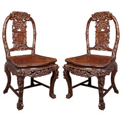 Antique Pair Hand Carved Chinese  Chairs