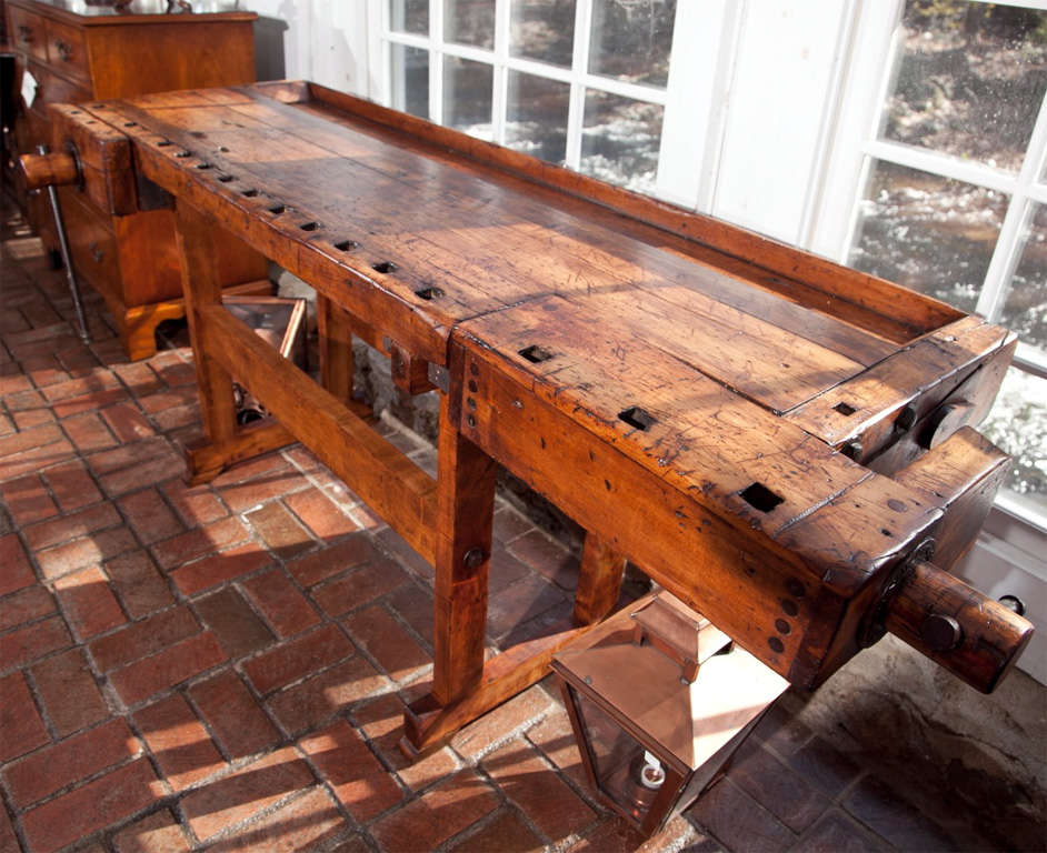 Antique Work Table with 2 Vises 3