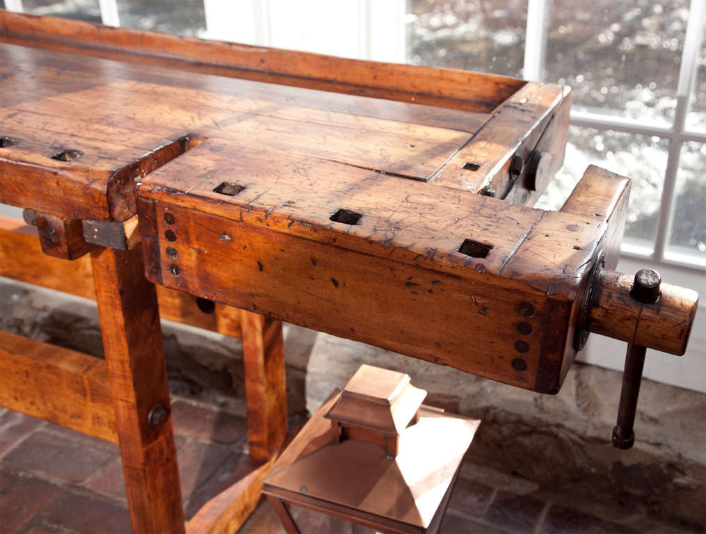 Antique Work Table with 2 Vises 4