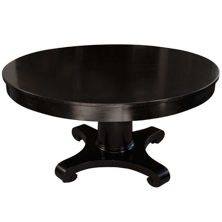Ebonized Round Pedestal Table
