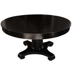 Antique Ebonized Round Pedestal Table