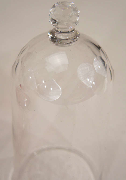 Rare 19th c. Hand Blown Crystal Pocket Watch Holder with Dome 3