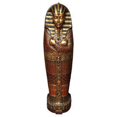  life size painted wood replica of King Tut's Sarcophagus