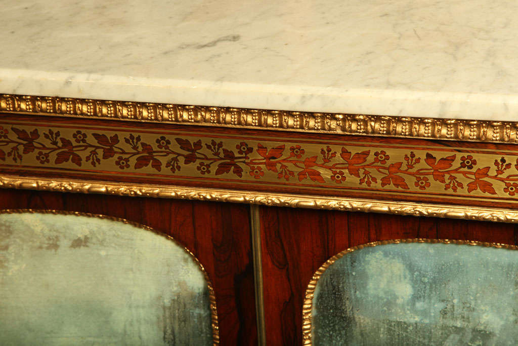 Regency brass inlaid marble top cabinet. 3