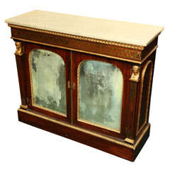 Regency brass inlaid marble top cabinet.