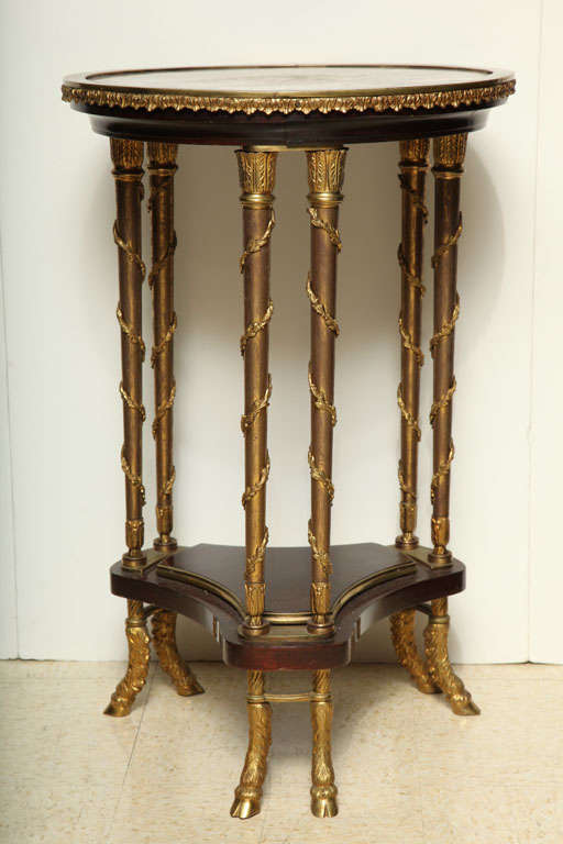 Pair of Louis XVI style marble top side tables
