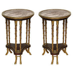 Pair of Louis XVI style marble top side tables