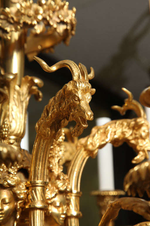 Louis XVI Style Bronze Dore Twelve-Light Chandelier In Excellent Condition In New York, NY
