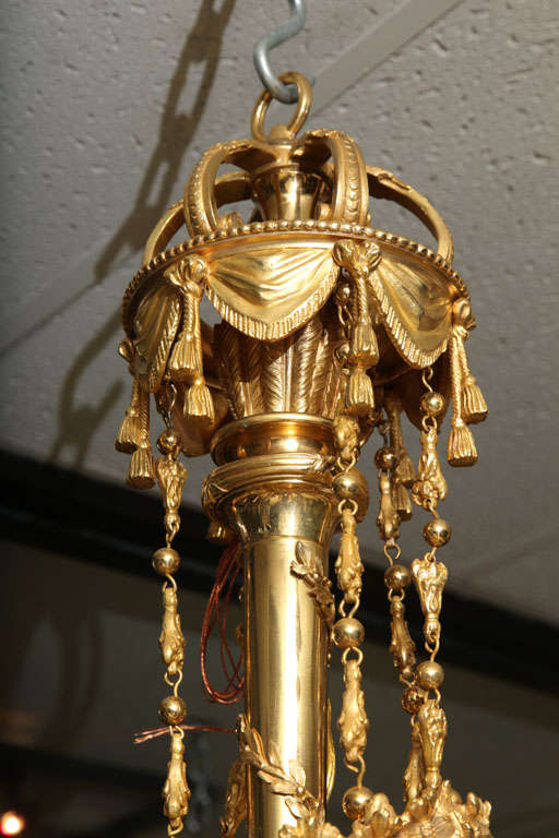 Louis XVI Style Bronze Dore Twelve-Light Chandelier 1