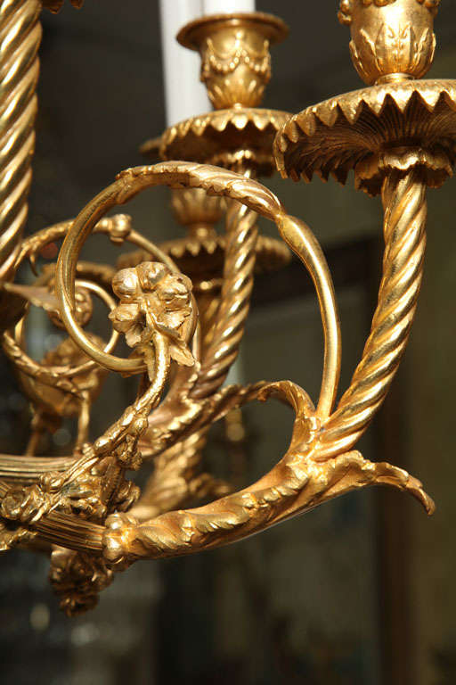 Louis XVI Style Bronze Dore Twelve-Light Chandelier 2