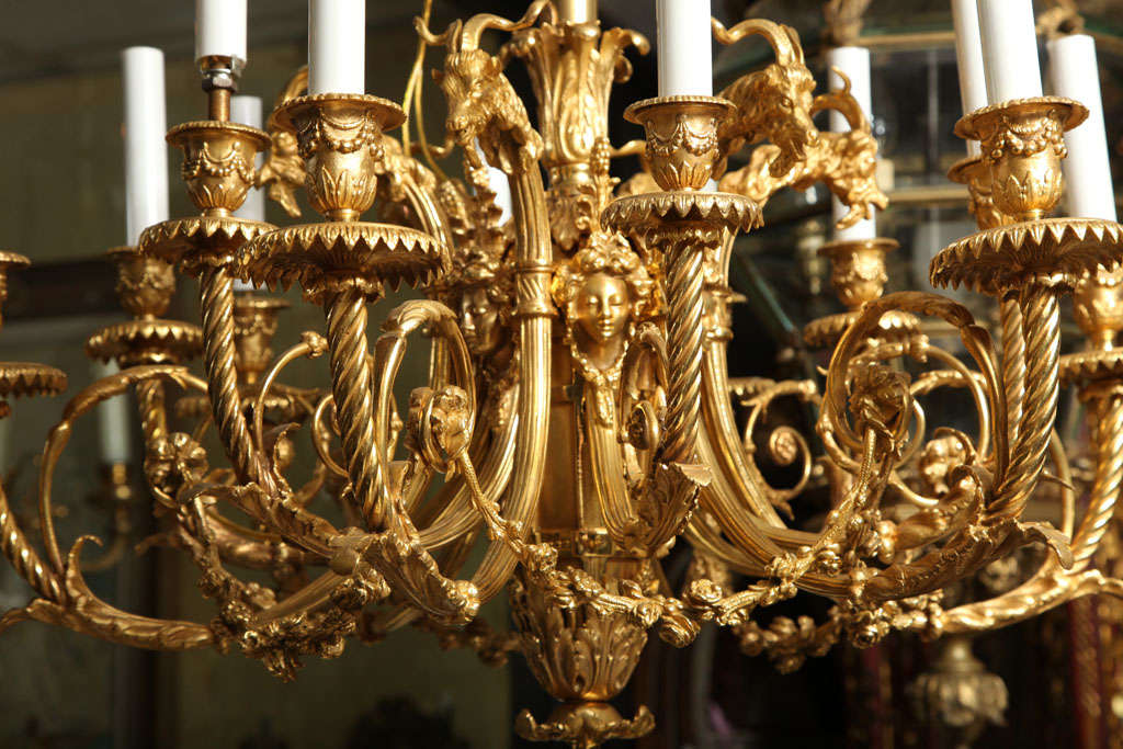 Louis XVI Style Bronze Dore Twelve-Light Chandelier 3