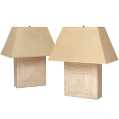 Pair of Travertine Lamps