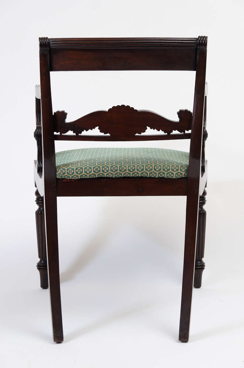 Regency Brass-Inlaid Mahogany Armchair, England, circa 1815 In Excellent Condition In Kinderhook, NY