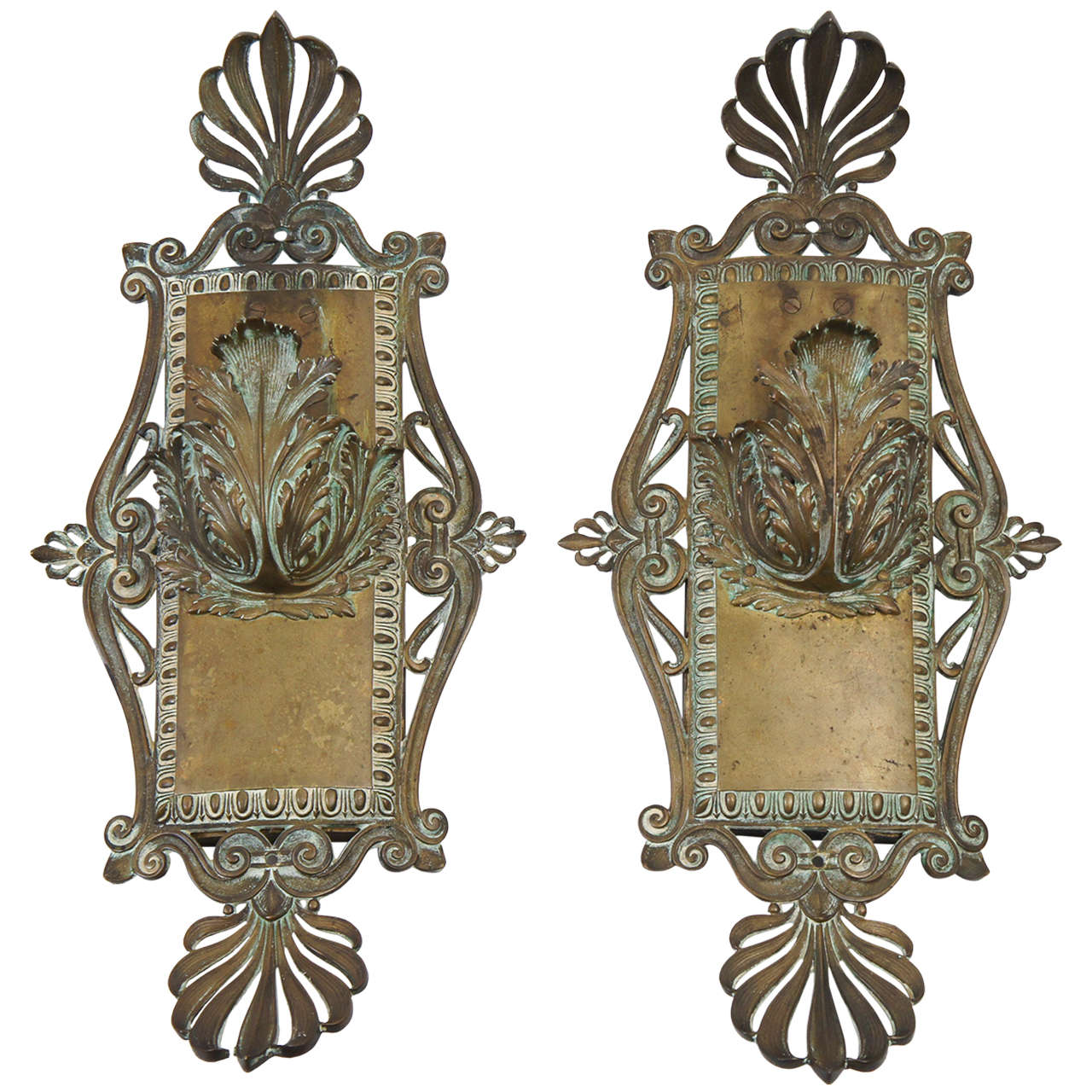 Bronze Neoclassical Beaux-Arts Wall Sconces, circa 1910 For Sale