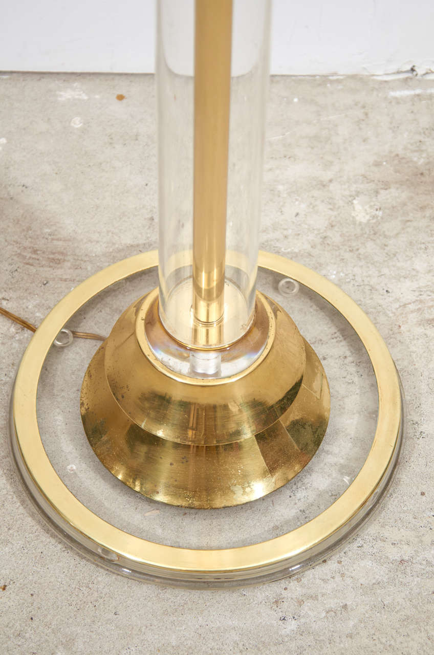 Mid Century Modern Lucite and Brass Torchiere For Sale 1
