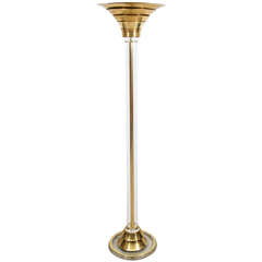 Mid Century Modern Lucite and Brass Torchiere