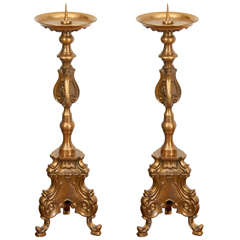 19th/20th C. Continental Pair  Brass Picket Sticks,