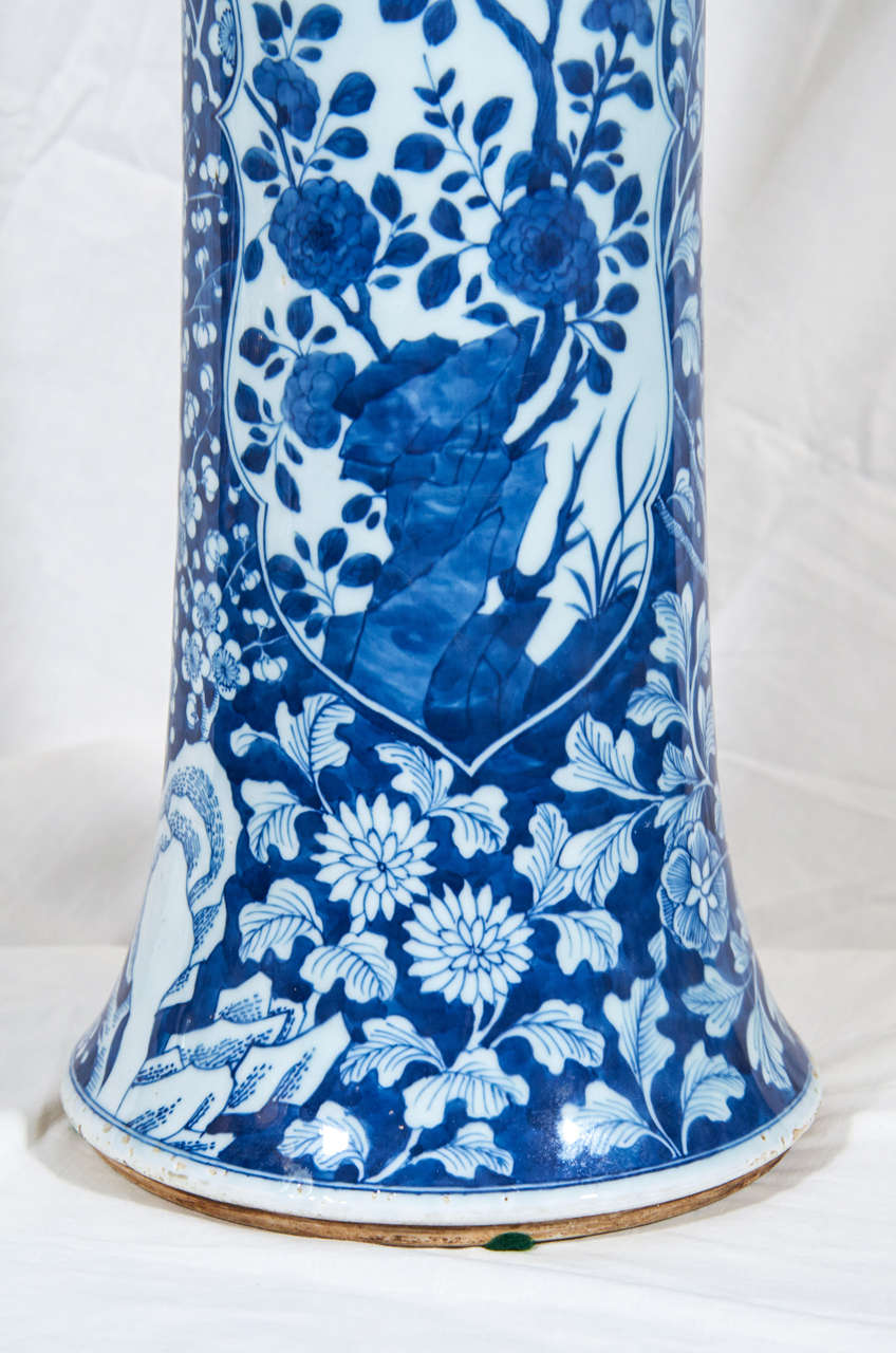 Qing Pair of Large Chinese Blue and White Vases
