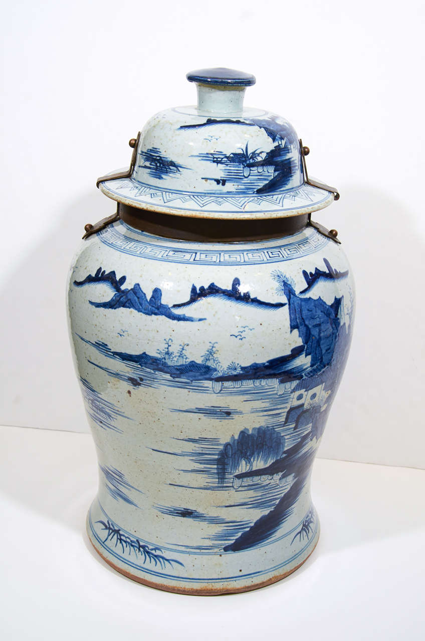 19th Century A pair of Massive Chinese Blue and White Temple Jars