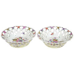 A Pair of First Period Dr. Wall Worcester Porcelain Baskets