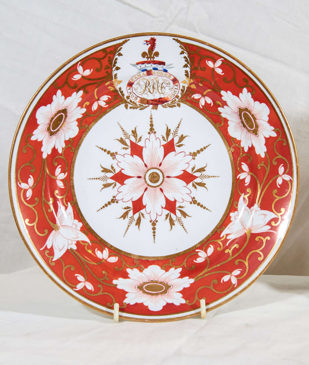A Pair of Chamberlain's Worcester Armorial Dishes with Orange Blossom Borders
