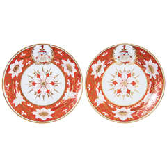 A Pair of Chamberlain's Worcester Armorial Dishes with Orange Blossom Borders