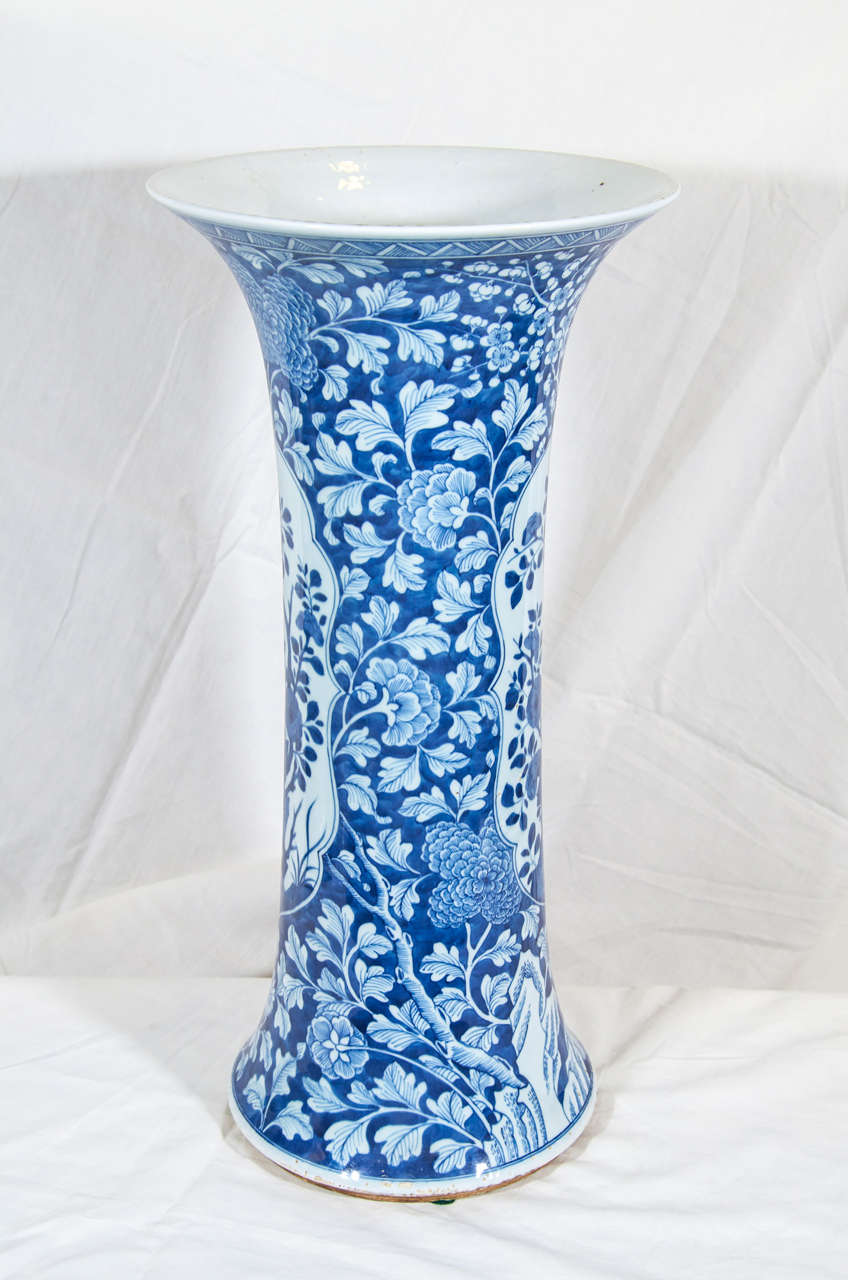 Pair of Large Chinese Blue and White Vases at 1stdibs