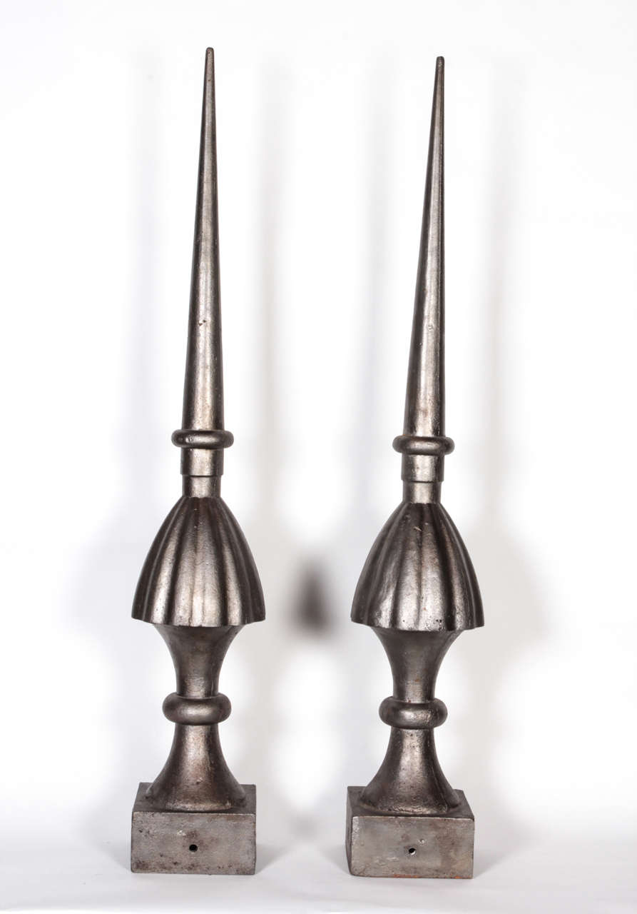 Pair of French late 19th century architectural finials. Hand-polished cast iron. Priced as a pair.

Base: 7