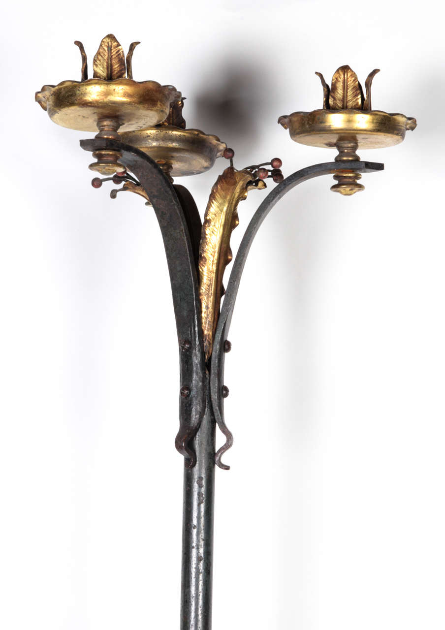 20th Century Brass and Iron Candle Holders For Sale 3