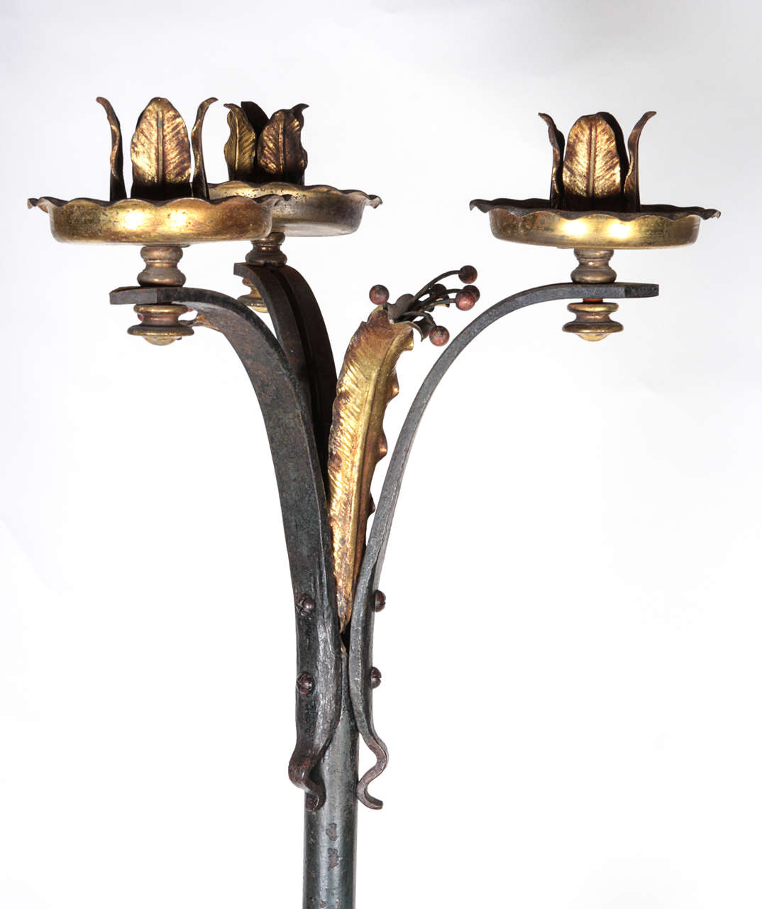 20th Century Brass and Iron Candle Holders For Sale 4