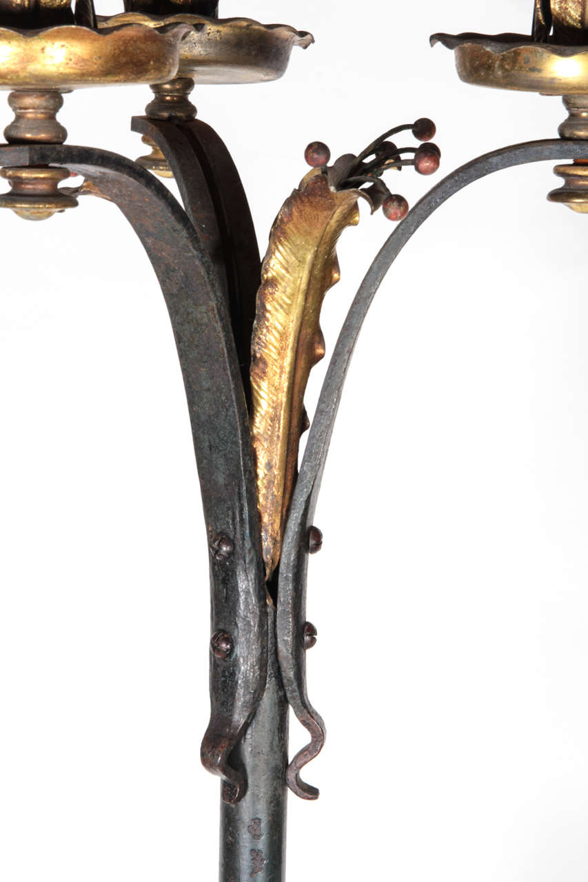 20th Century Brass and Iron Candle Holders For Sale 5