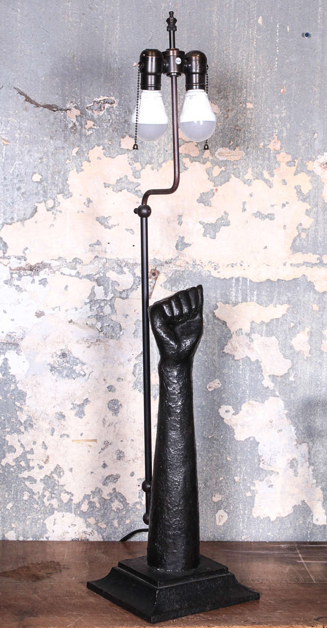 Bronze Hand Table Lamp For Sale