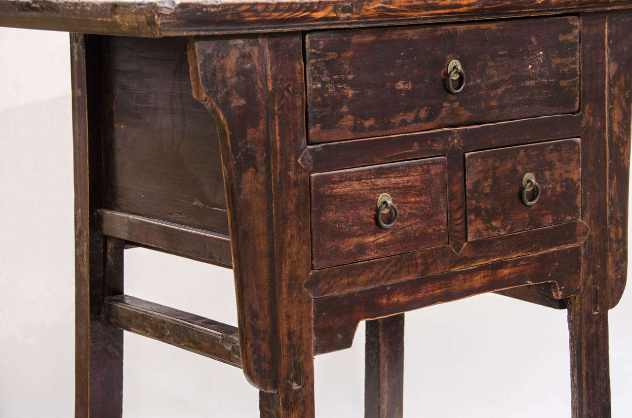 Late 19th Century Late Qing Dynasty Southern Elm Three-Drawer Altar Coffer in Original Finish