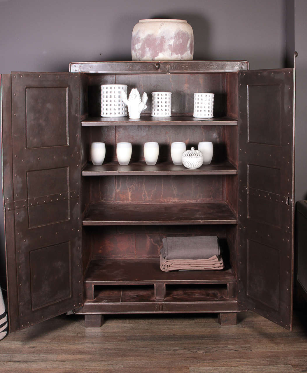 Indian Vintage Steel Cabinet from India For Sale