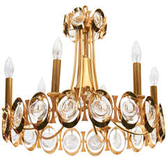 Vintage Gilt and Crystal Chandelier by Palwa
