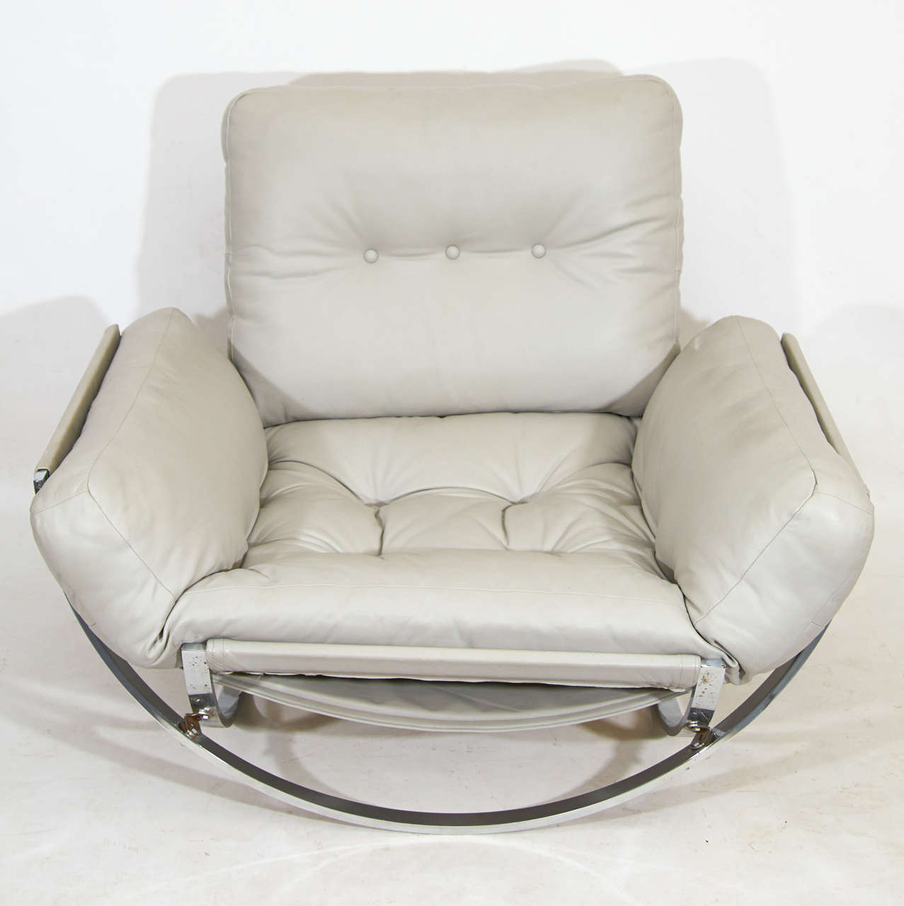 Sculptural Chrome and Leather Italian Lounge Chair For Sale at 1stdibs