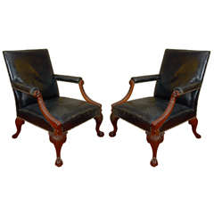 Pair of 18th Century Style Gainsborough Armchairs